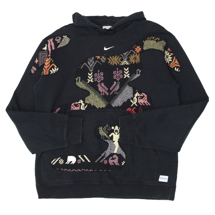 Rework Tapestry Patched Black Pullover Hoodie