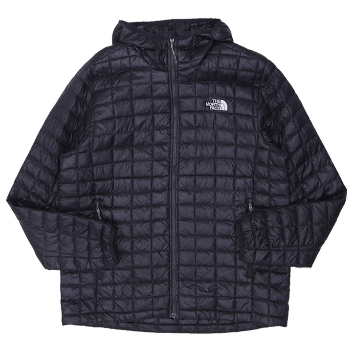 Mens The North Face Black Quilted Hooded Jacket with Zip Front