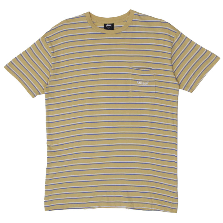 Mens Stussy Stripe Pocket T-Shirt