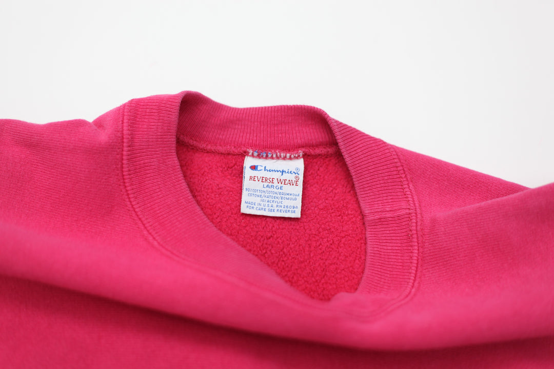 Vintage Champion Reverse Weave Embroidered Sweatshirt Pink Made In USA