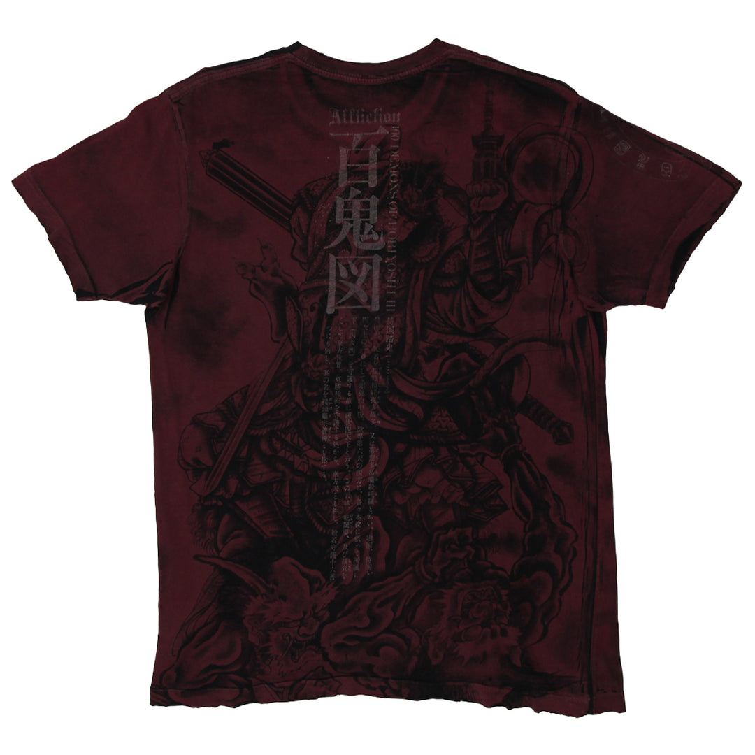 Y2K Mens Affliction Heroes & Demons  by Horiyoshi III Samurai Japanese All Over Print T-Shirt