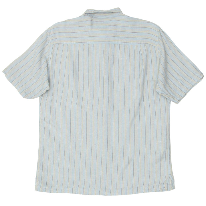 Mens Alfani Stripe Short Sleeve Linen Shirts