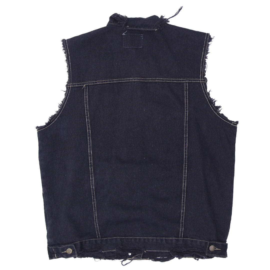 Ladies Oak + Fort Distressed Sleeveless Denim Vest / Jacket