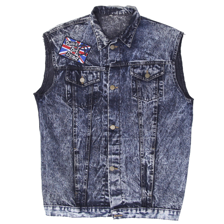 Vintage Punks Not Dead Patched Customized Denim Vest