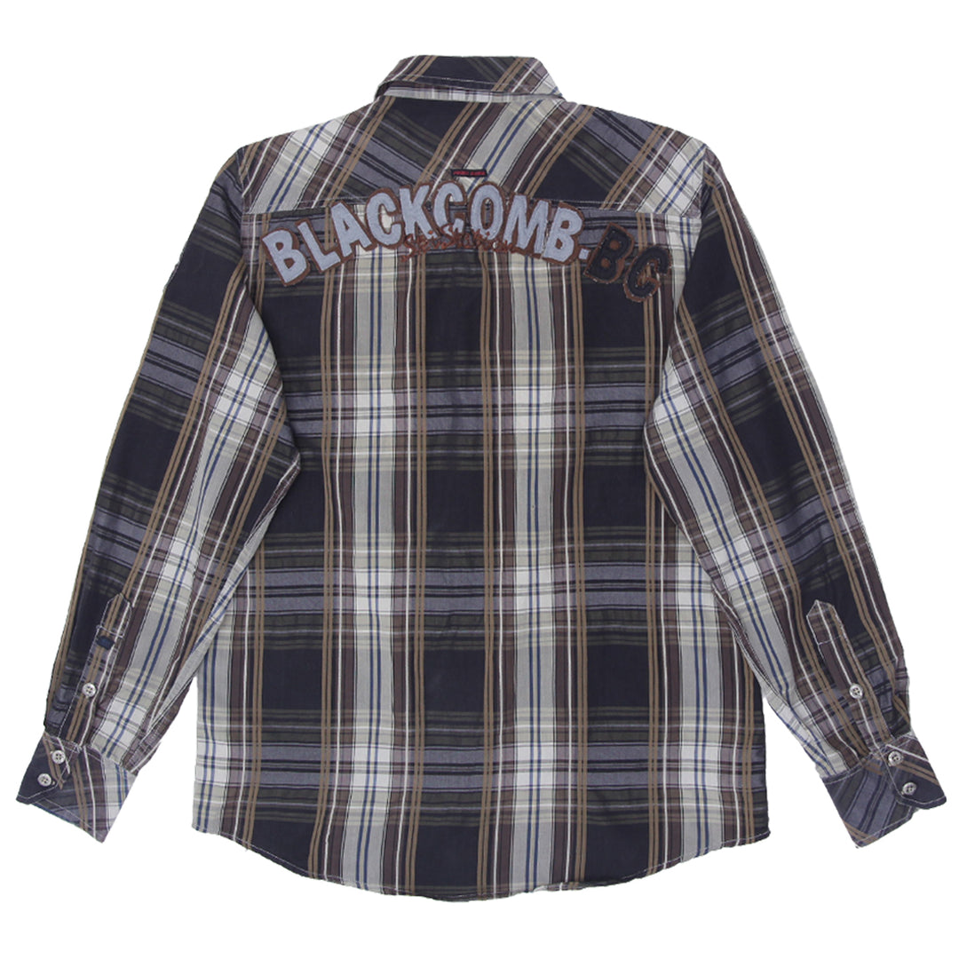 Mens Y2K Point Zero Slim Fit Checkered Long Sleeve Shirt