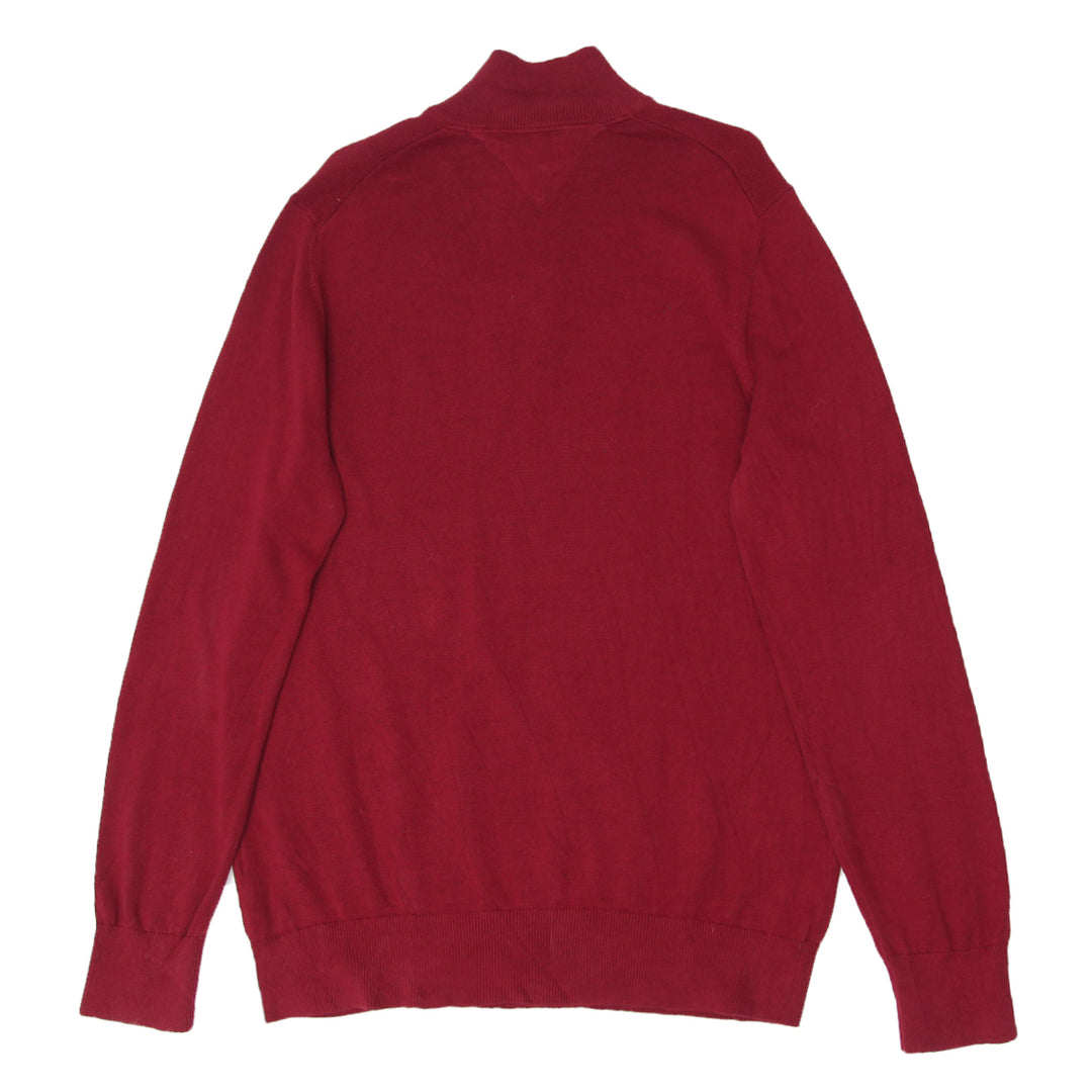 Mens Tommy Hilfiger Quarter Zip Maroon Sweater