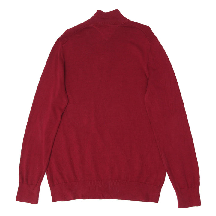 Mens Tommy Hilfiger Quarter Zip Maroon Sweater