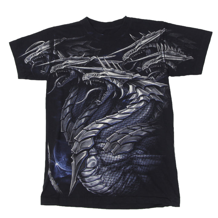 Mens All Over Print Dragon Short Sleeve Black T-Shirt