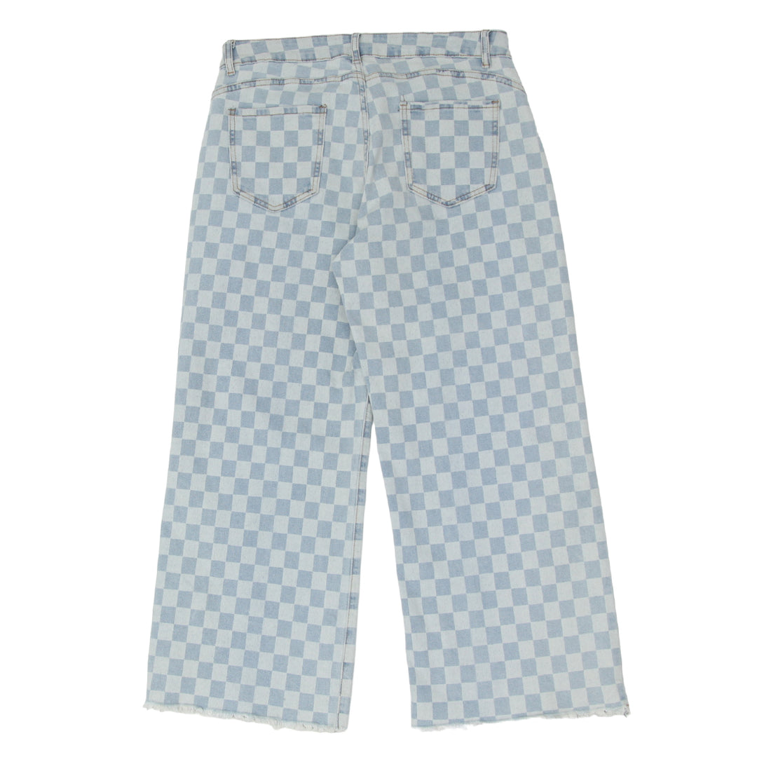 Ladies Checkered Crop Jeans