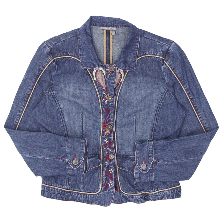 Y2K Tristan & Isuet Floral Detailed Embroidered Denim Jacket