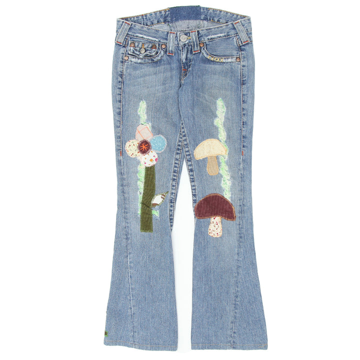 Y2K True Religion Patched Flare Jeans