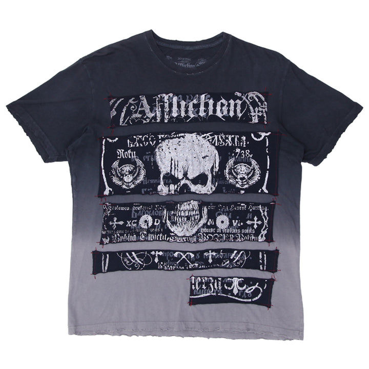 Mens Y2K Affliction Skull T-Shirt Distressed