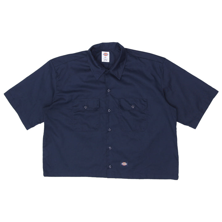 Mens Dickies Customized Crop Work Shirt Navy Blue