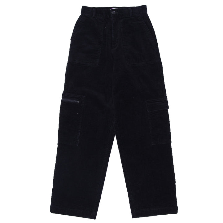 Ladies Dazie High Waist Corduroy Cargo Pants Black