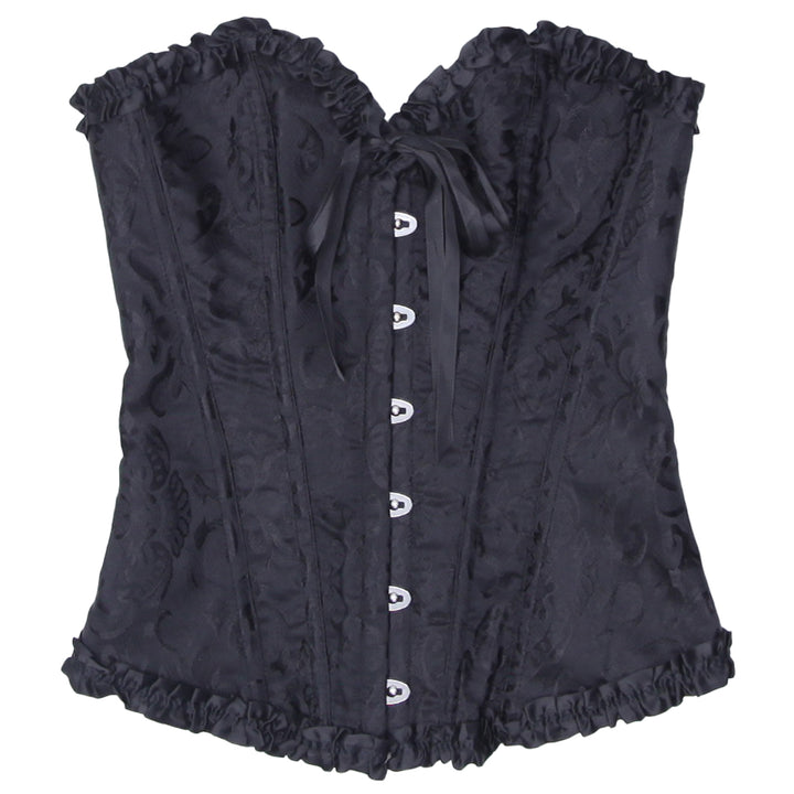 Ladies Strapless Black Lace Up Corset Black