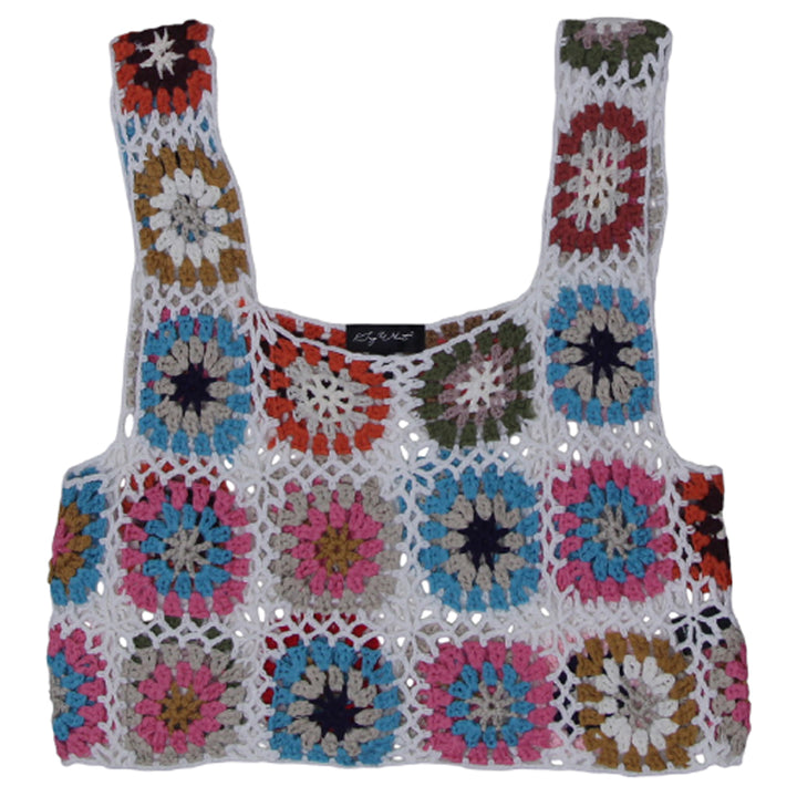 Y2K Multi-Color Crochet Sleeveless Crop Top