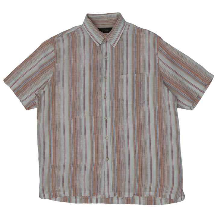 Mens Tasso Ella Linen Blend Stripe Short Sleeve Shirt