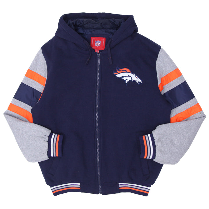 Mens NFL Denver Broncos Quilted Full Zip Hoodie