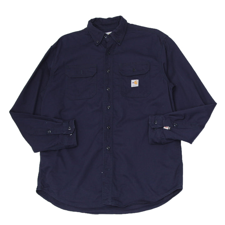 Mens Carhartt Flame Resistant Navy Work Shirt