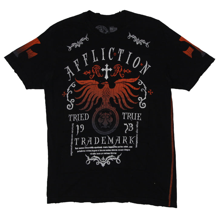 Y2K Mens Black Affliction Printed Short Sleeve T-Shirt