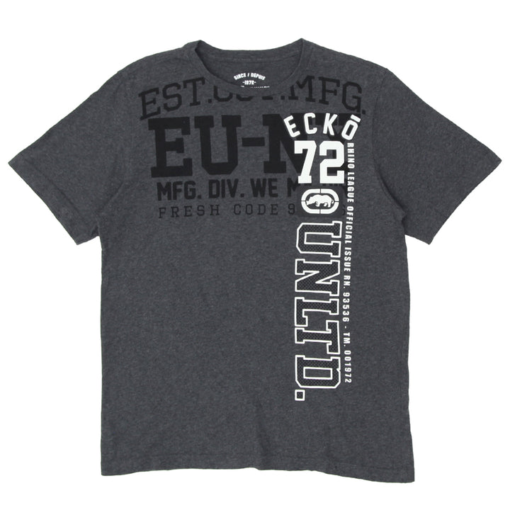 Mens Gray Printed Short Sleeve T-Shirt