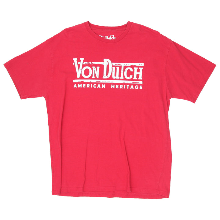 Mens Von Dutch Red Crewneck T-Shirt