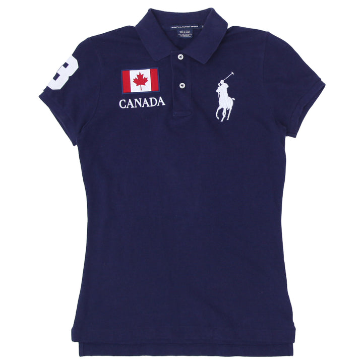 Ladies Ralph Lauren Sport # 3 Canada Polo T-Shirt Navy