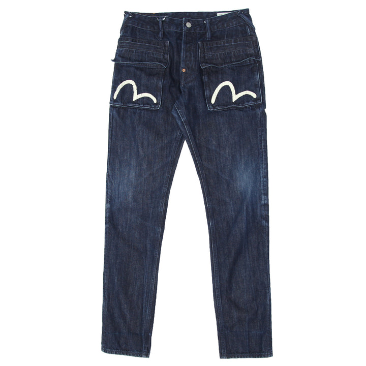 Mens Y2K Evisu Flat Pocket Skinny Jeans