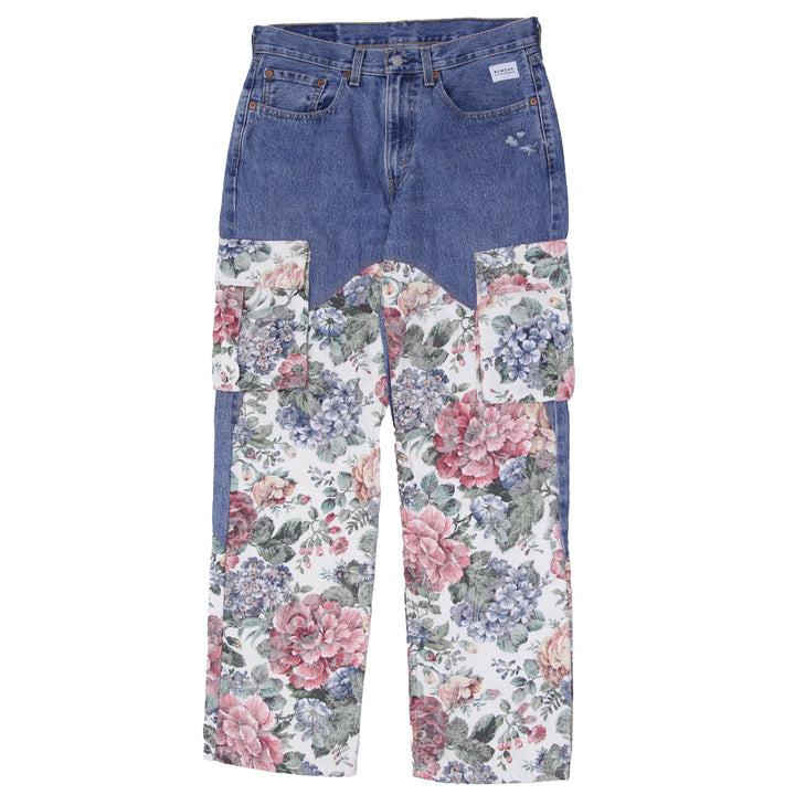 Rework Denim Floral Jacquard Cargo Pants