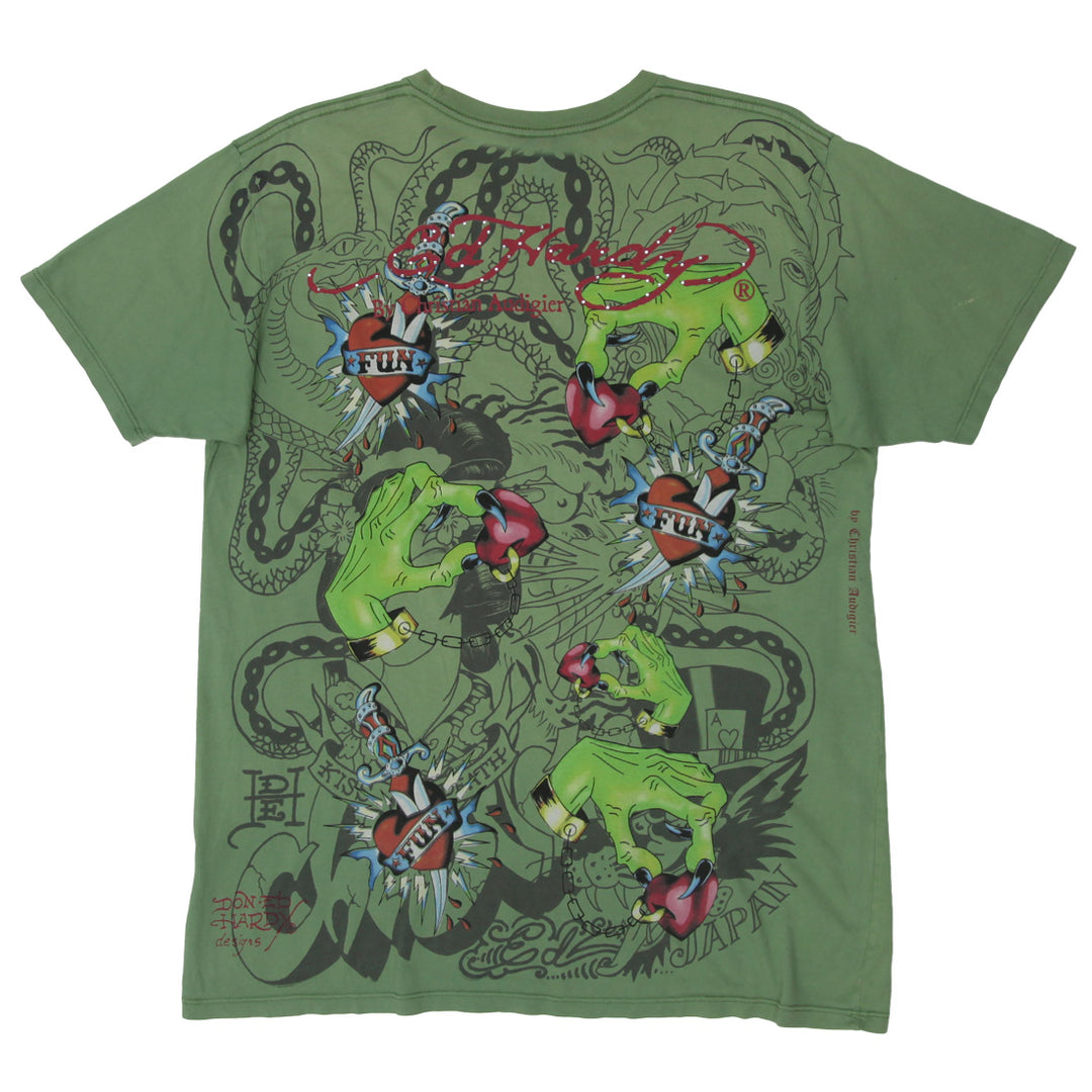 Y2K Mens Ed Hardy By Christian Audigier All Over Print T-Shirt