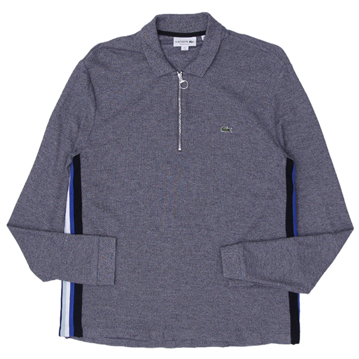 Mens Lacoste Regular Fit Quarter Zip Long Sleeve Polo T-Shirt