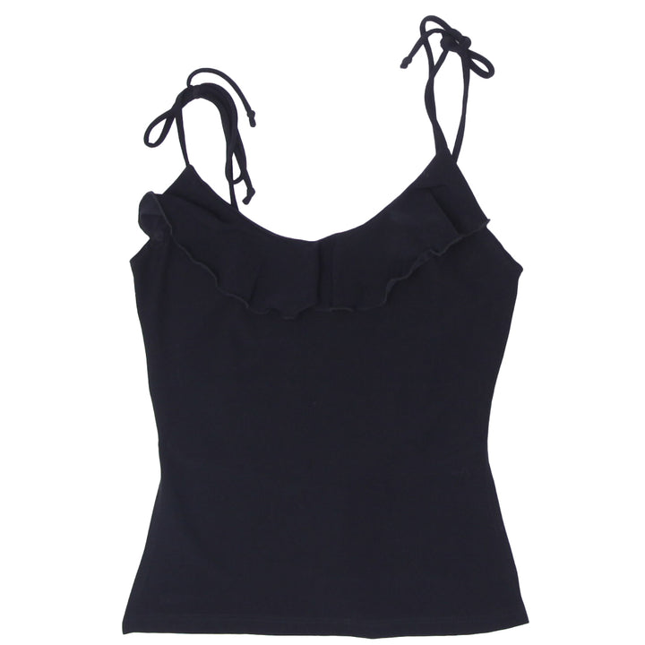 Y2K Strappy  Back Tie Black Top