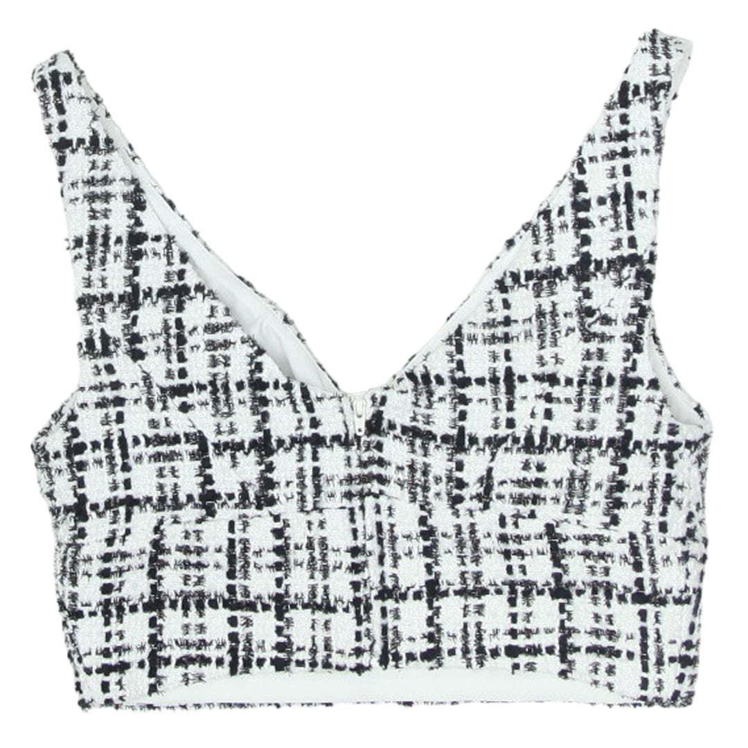 Ladies Black & White Sleeveless Crop Top