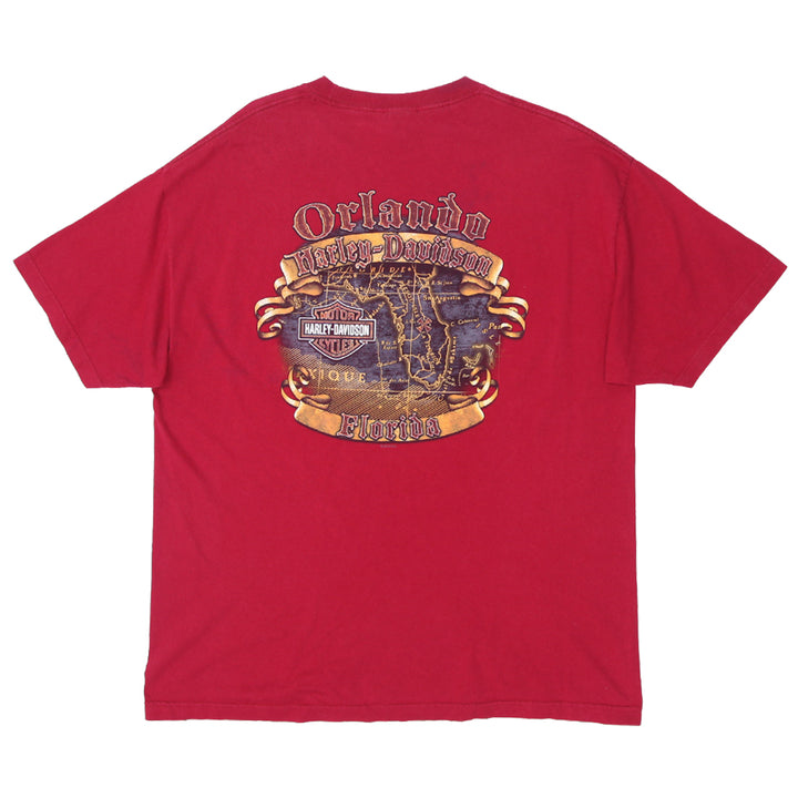 Mens Harley Davidson Motorcycles Oralndo Florida T-Shirt Red