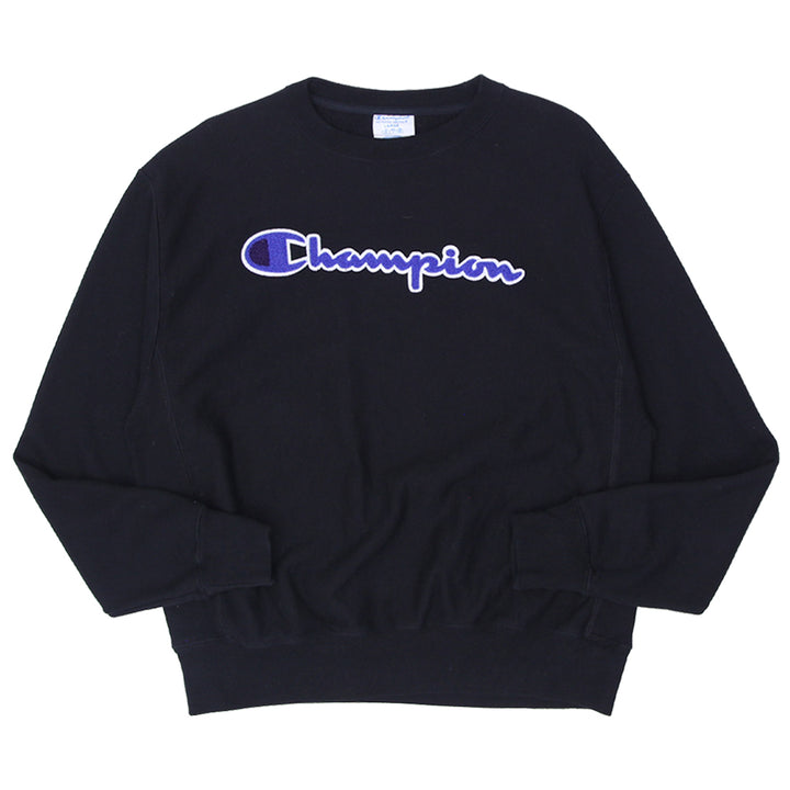 Mens Champion Reverse Weave Black Crewneck Sweatshirt