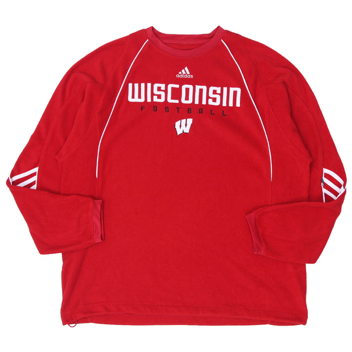 Mens Adidas Wisconsin Football Fleece Sweatshirt Red