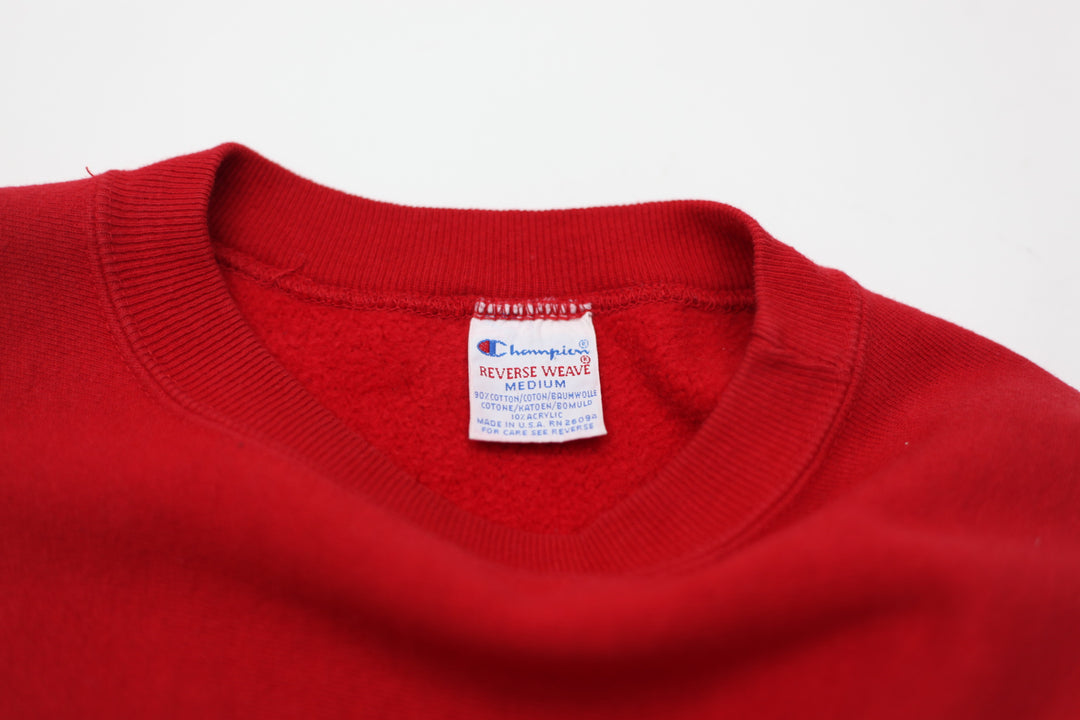Vintage Champion Reverse Weave Plain Red Crewneck Sweatshirt
