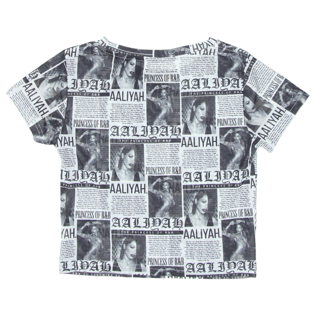 Ladies Mesh Aaliyah Newspaper Print Top