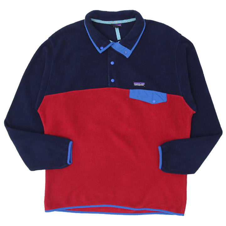 Mens Patagonia Synchilla Snap-T Fleece Pullover Navy / Red