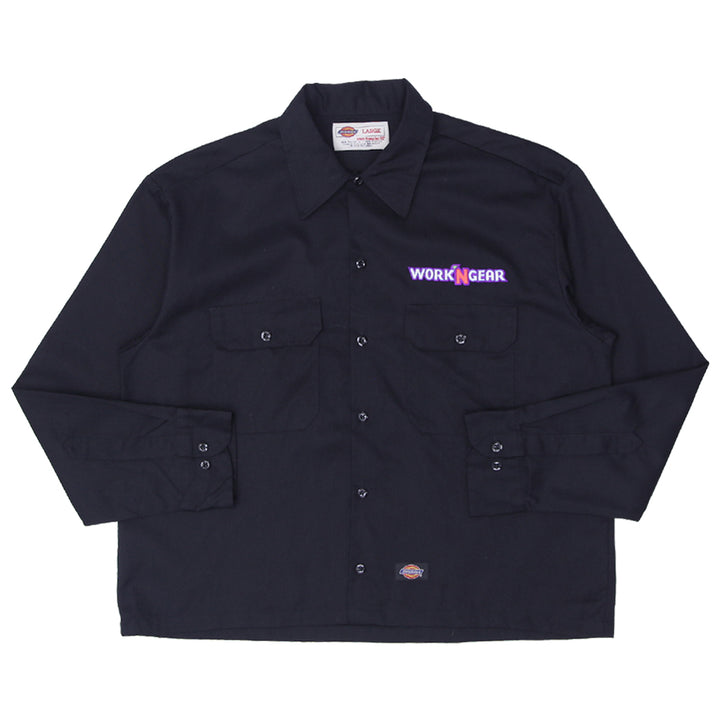 Mens Dickies Customized Crop Long Sleeve Work Shirt Black