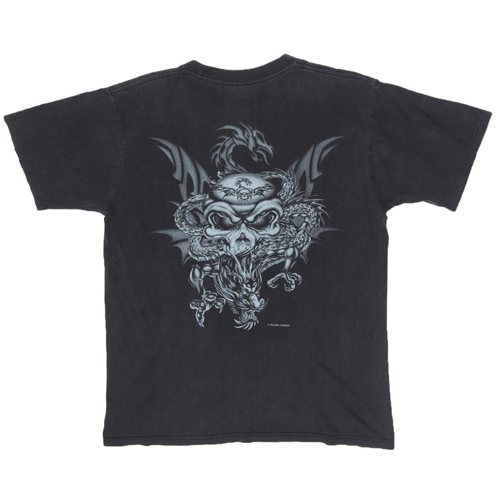 2002 Vintage Reo Skull Dagon T-Shirt Black Tattoo L