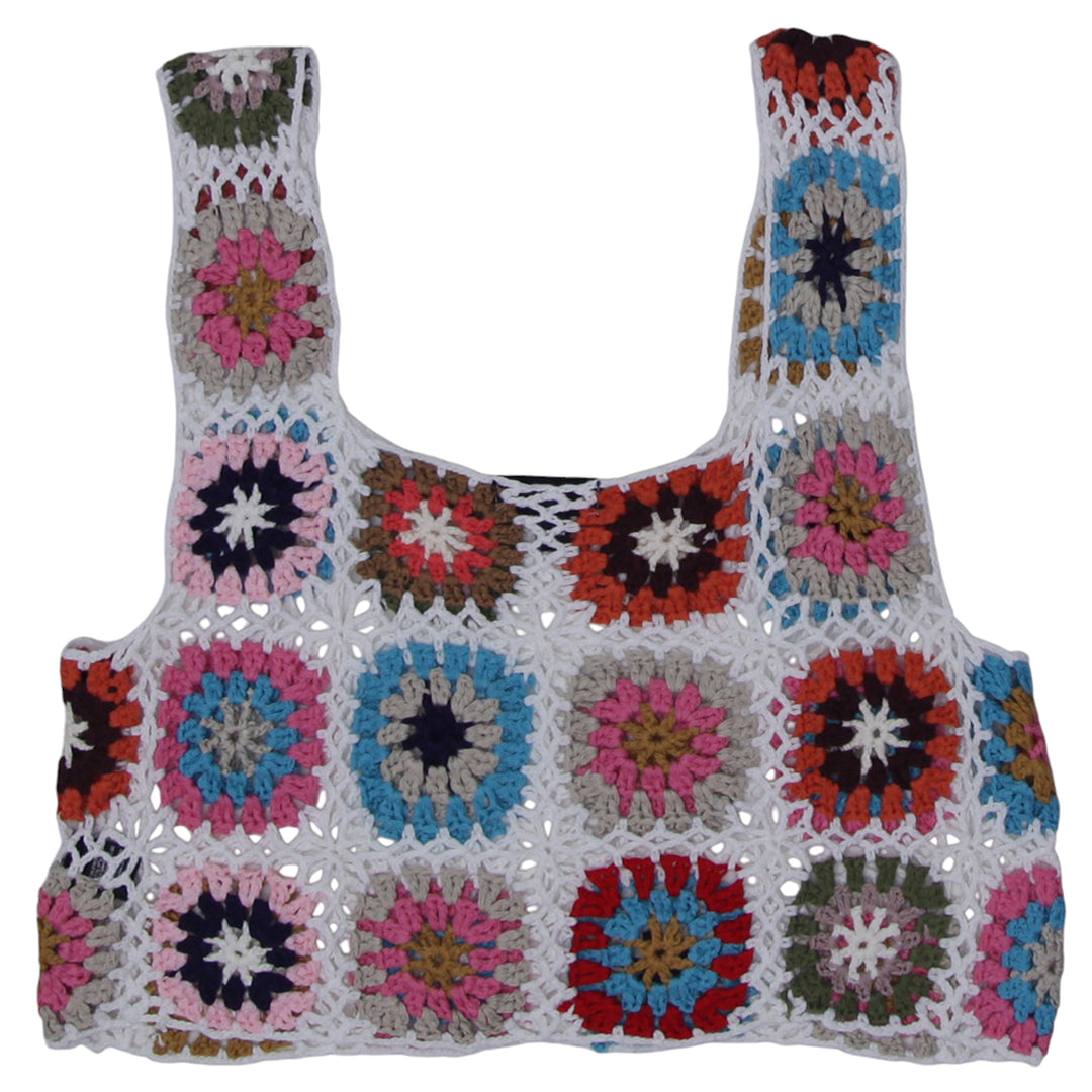 Y2K Multi-Color Crochet Sleeveless Crop Top