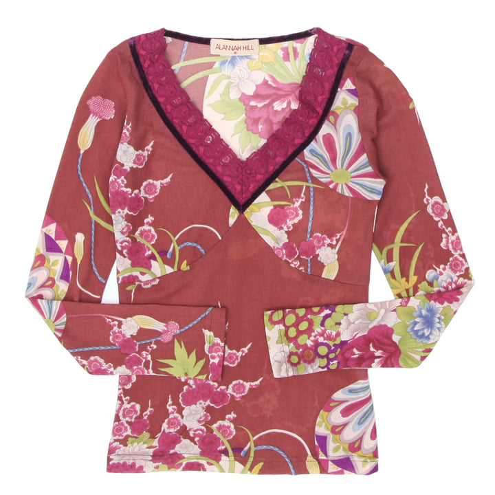 Y2K Floral Long Sleeve Mesh Top