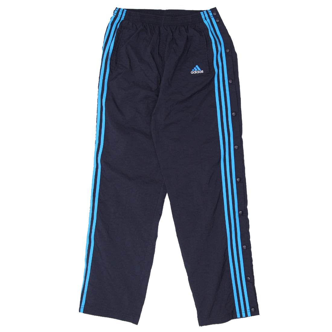 Black adidas pants with blue stripes sale