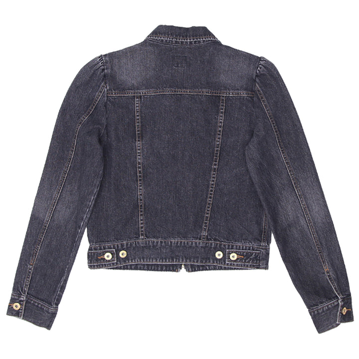 Ladies Gap Full Zip Black Washed Denim Jacket