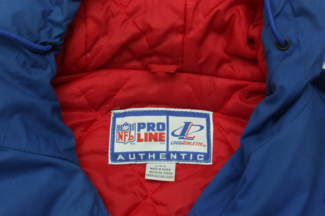 Vintage Logo Athletic NFL New England Patriots 1/2 Zip Hooded Quilted Jacket