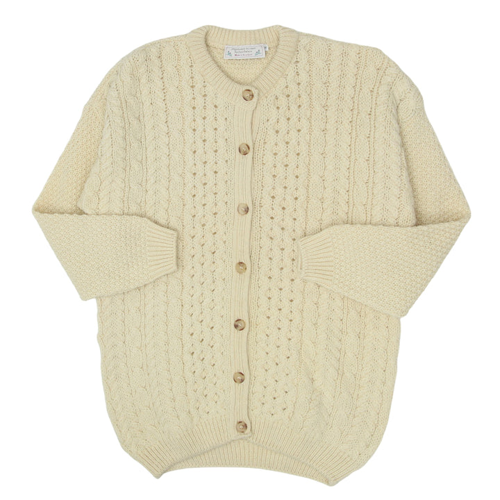 Vintage Highland Home Industries Scotland Hand Made Fisherman Knit Cardigan Sweater Med