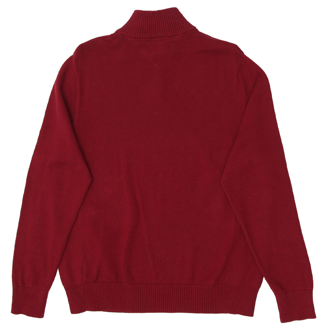 Mens Tommy Hilfiger Quarter Zip Maroon Sweater