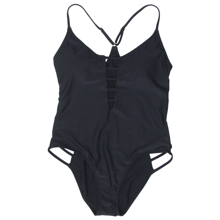 Ladies Cheeky High Leg One Piece Black Swimsuit