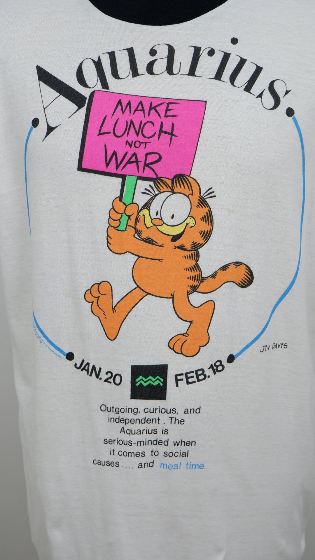 Garfield Aquarius Sign Make Lunch Not War Single Stitch Vintage T-Shirt